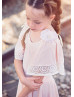 Flutter Sleeves Blush Pink Lycra Lace Short Flower Girl Dress